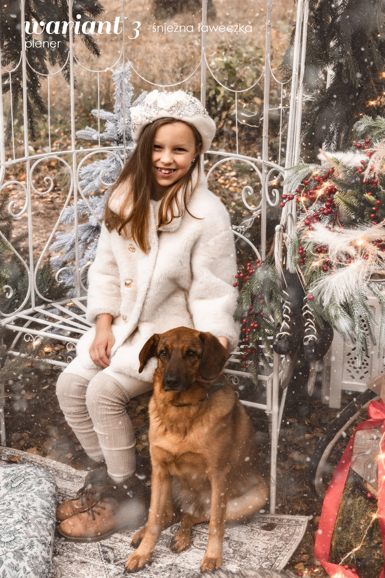 Sesje świąteczne 2025 plener śnieżna ławeczka