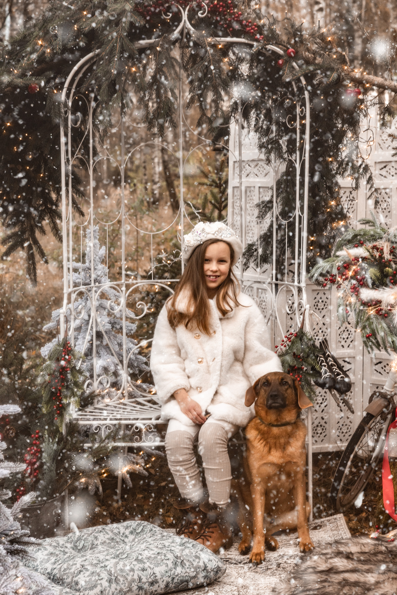Sesja świąteczna dzieci z pupilem