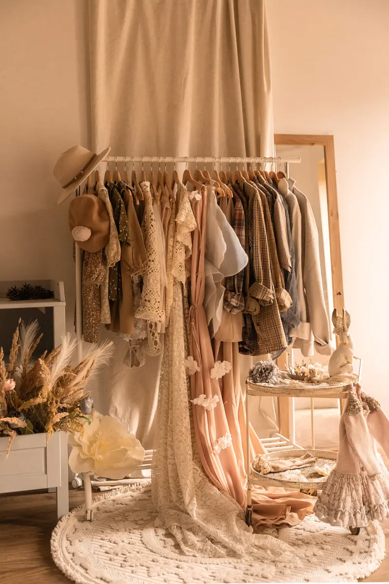 Studio fotograficzne z garderobą i akcesoriami na sesje zdjęciowe